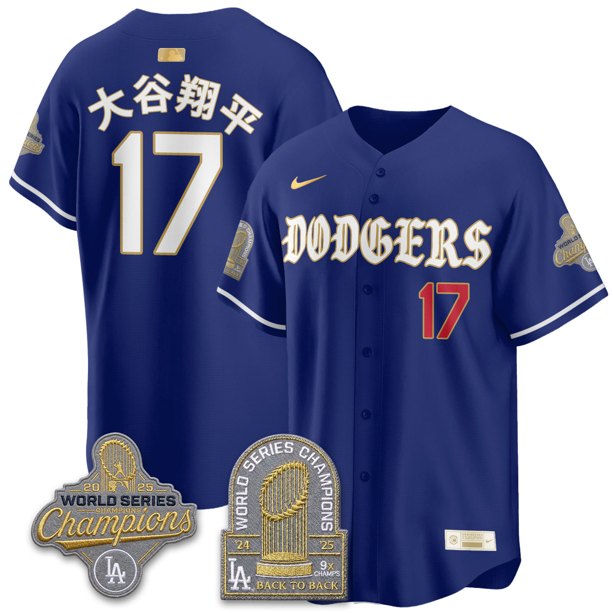 Los Angeles Dodgers Vapor Limited Jersey - Back to Back 9x Champs - Stitched-Cuztomshoes