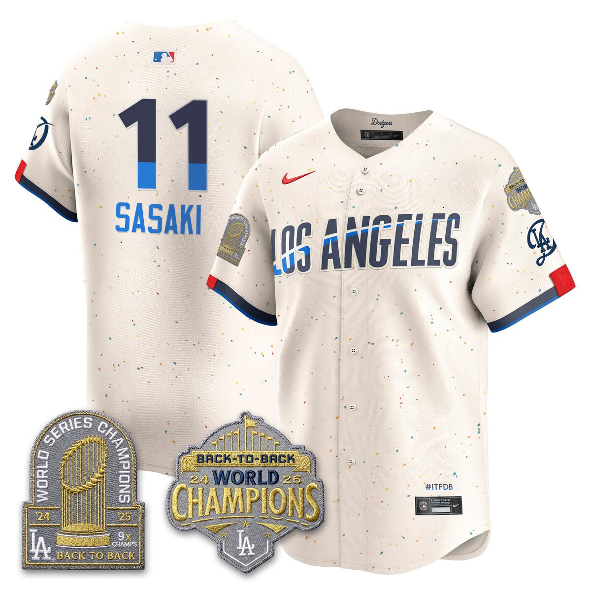 Los Angeles Dodgers Gold Collection Vapor Limited Jersey - 9x & B2B Champs - Stitched-Cuztomshoes