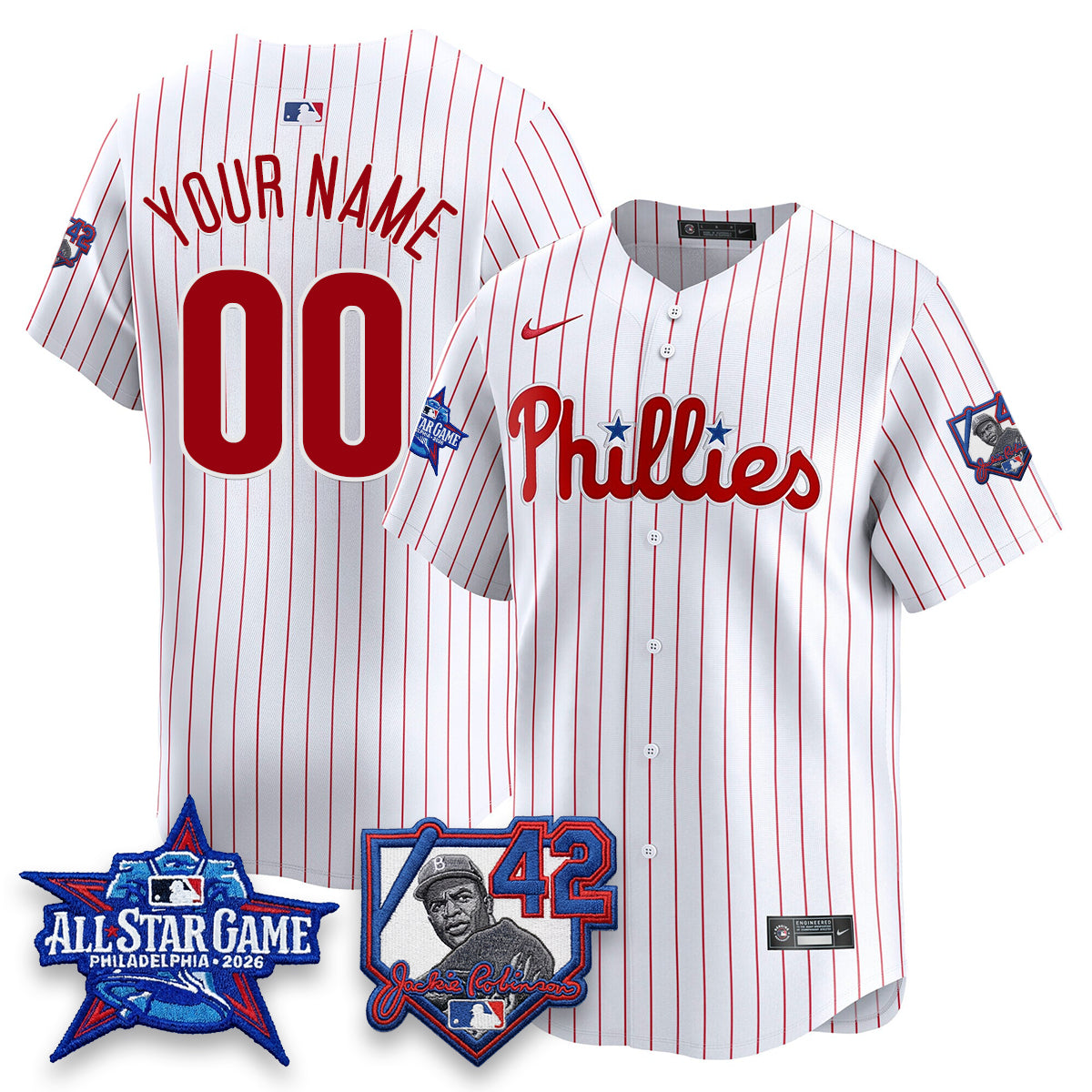 Philadelphia Phillies 2026 Jackie Robinson New Era - All Star Game Vapor Limited Custom Jersey - Stitched