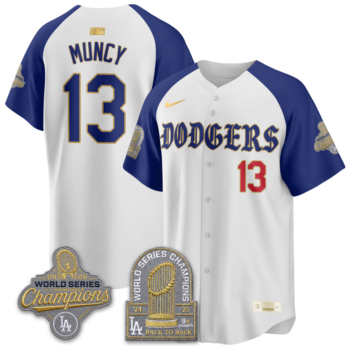 Los Angeles Dodgers Vapor Limited Jersey - Back to Back 9x Champs - Stitched-Cuztomshoes