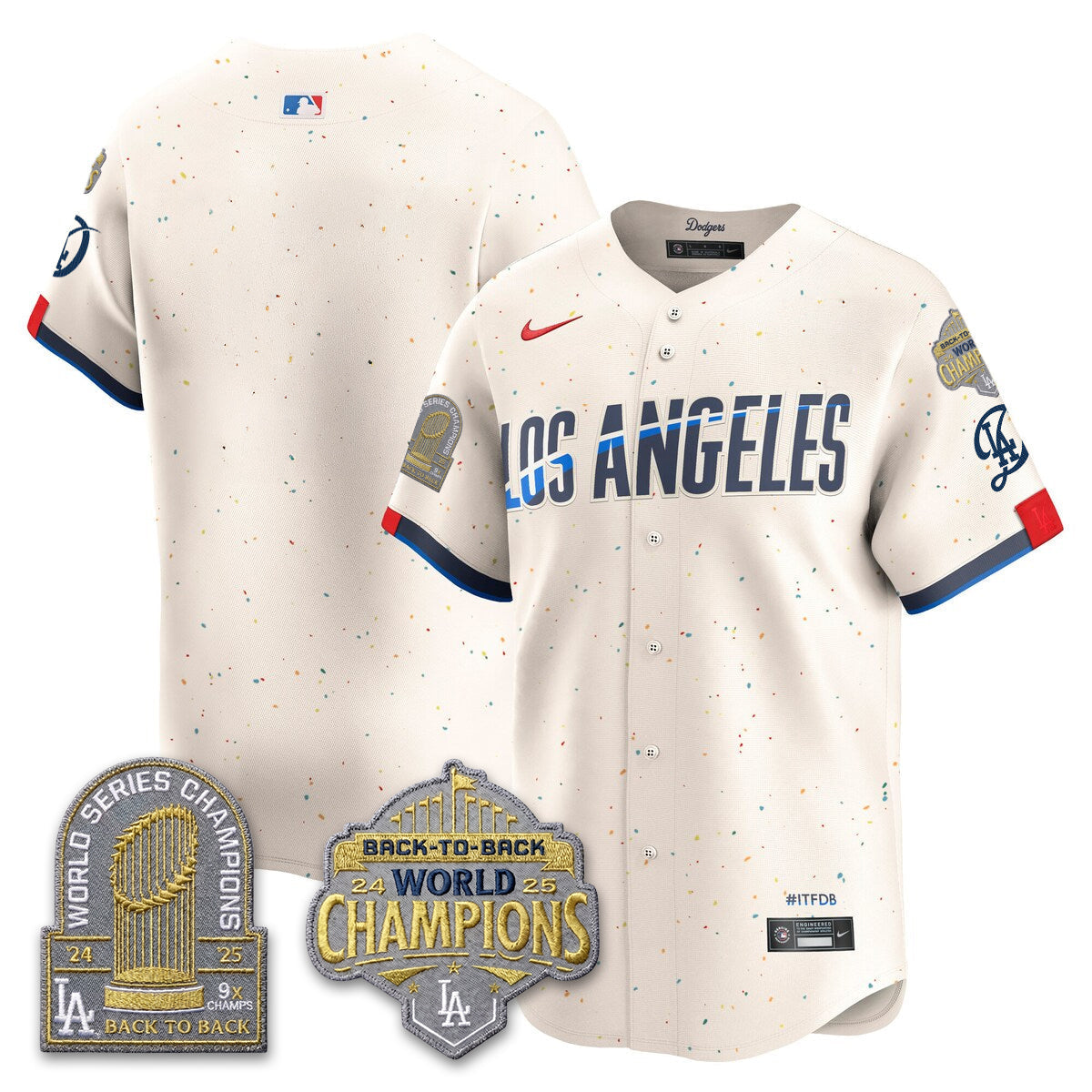 Los Angeles Dodgers Gold Collection Vapor Limited Jersey - 9x & B2B Champs - Stitched-Cuztomshoes