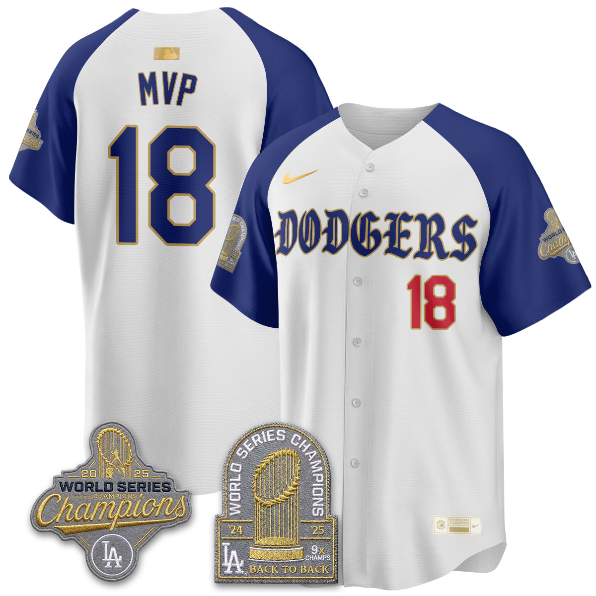 Los Angeles Dodgers Vapor Limited Jersey - Back to Back 9x Champs - Stitched-Cuztomshoes