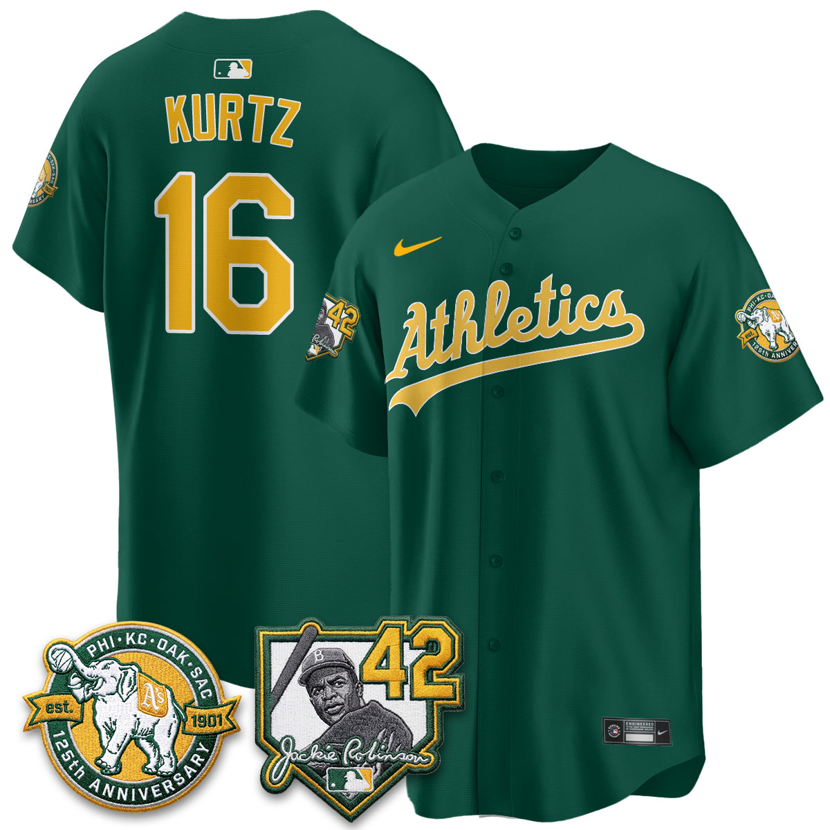 Athletics 2026 Jackie Robinson Day - Celebrating 125 Years Limited Vapor Jersey - Stitched-Cuztomshoes
