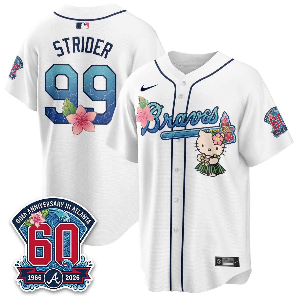 Atlanta Braves x Meow Aloha Spirit Vapor Jersey - Stitched-Cuztomshoes