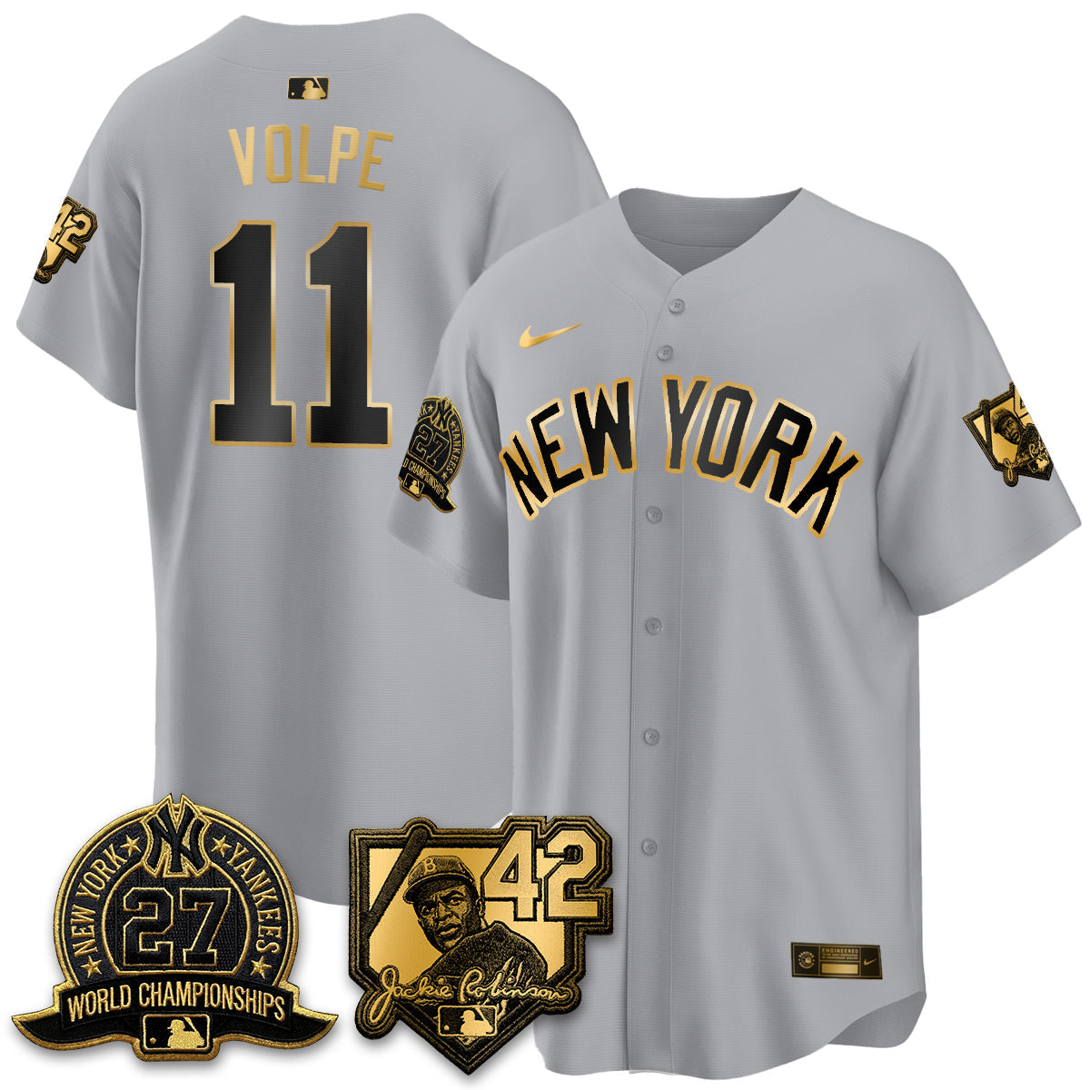 New York Yankees 2026 Jackie Robinson Day Vapor Limited Gold Edition Jersey - Stitched