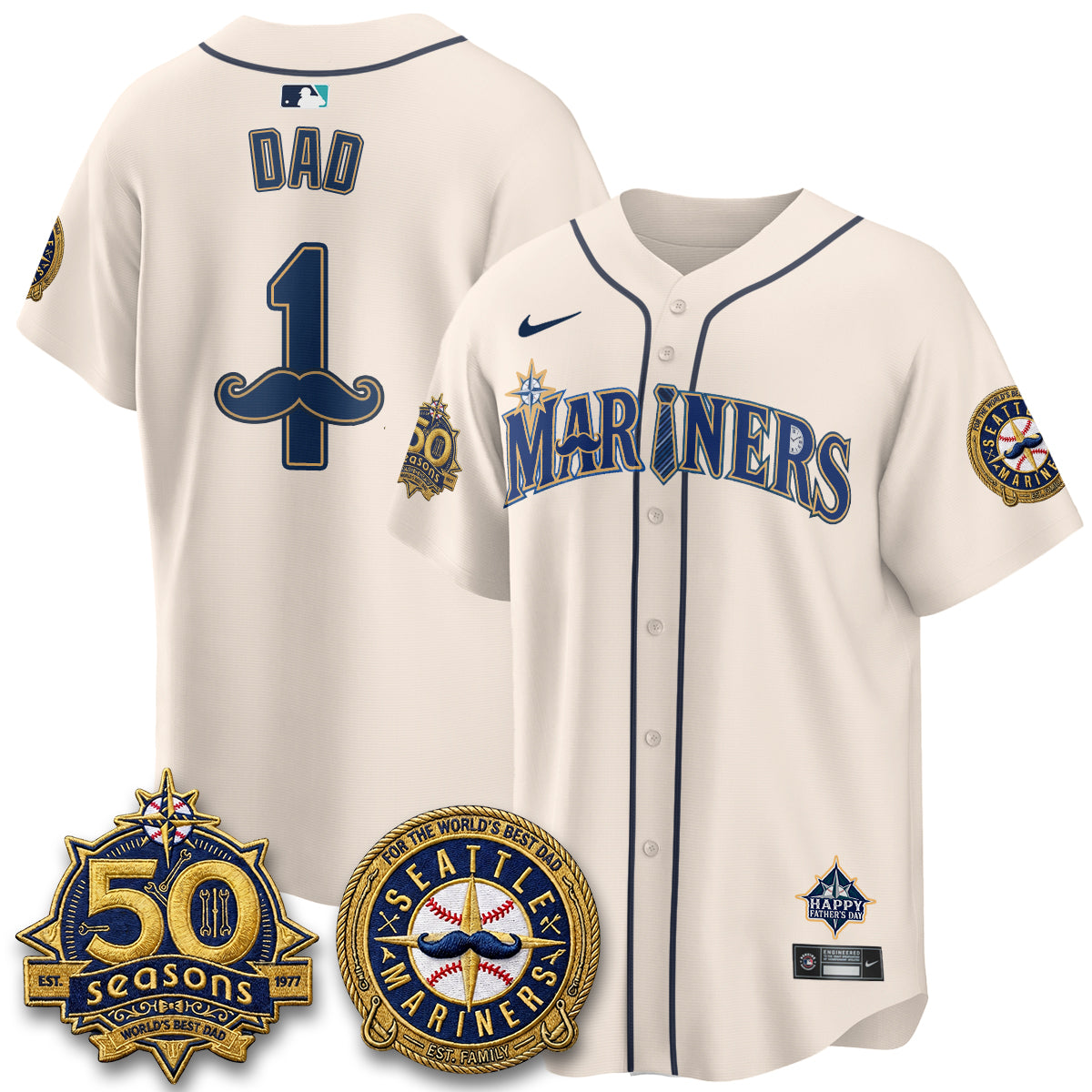 Seattle Mariners Happy Father's Day Vapor Jersey - Stitched
