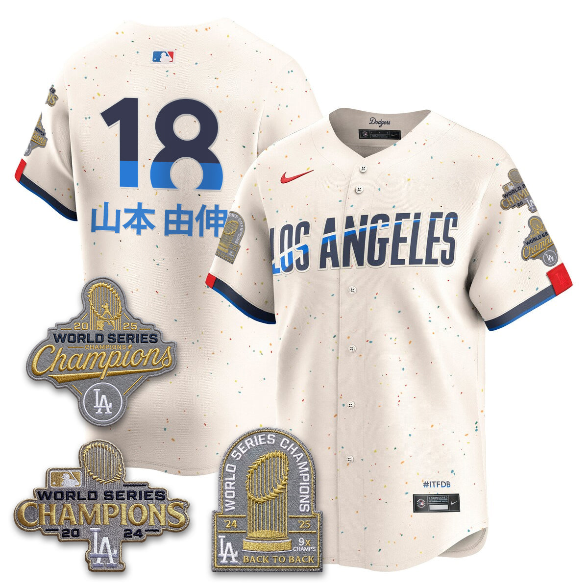Los Angeles Dodgers Gold Collection Stadium Vapor Limited Jersey - Back to Back 9x Champs - Stitched-Cuztomshoes
