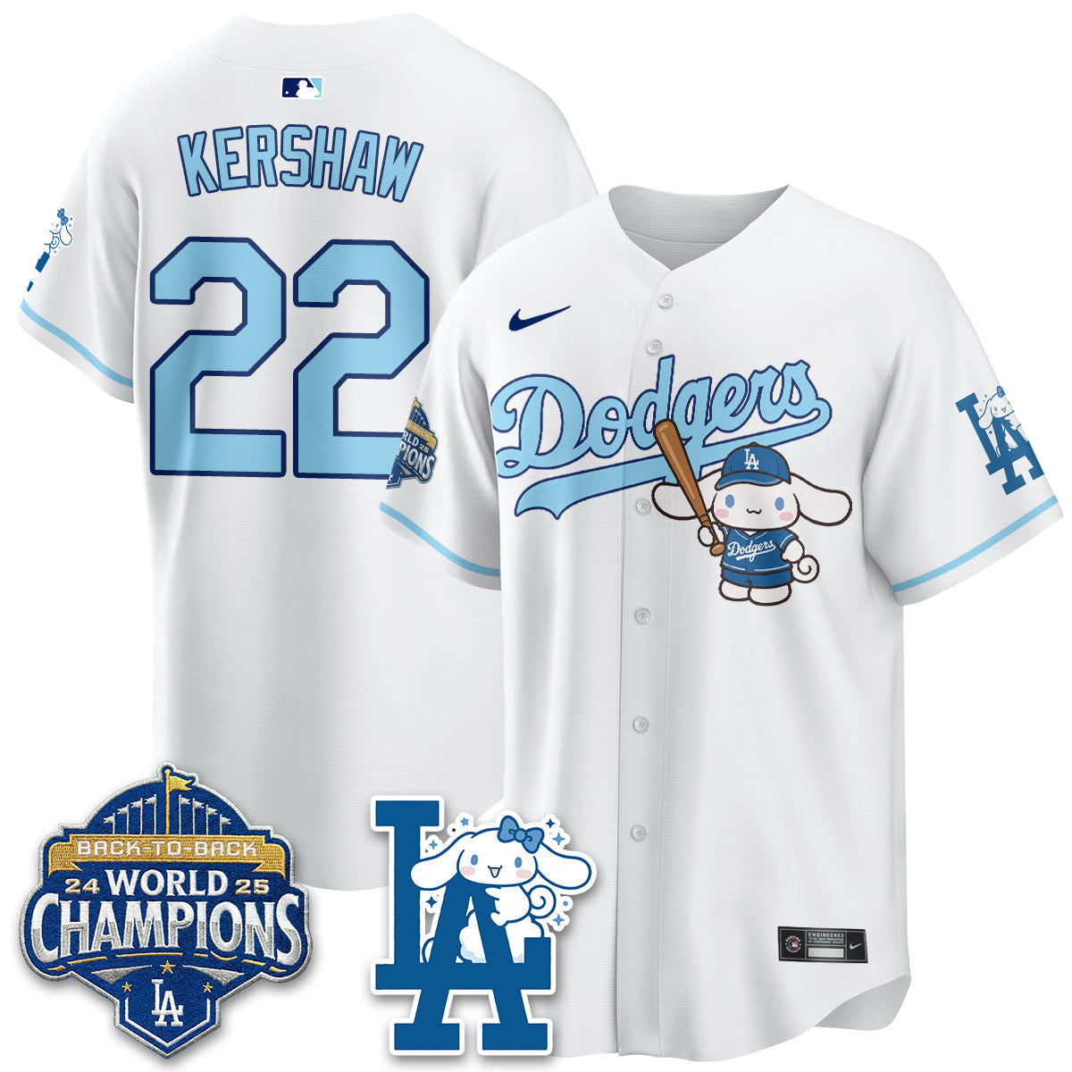 Los Angeles Dodgers Cinnamoroll Edition Vapor Jersey - Stitched-Cuztomshoes