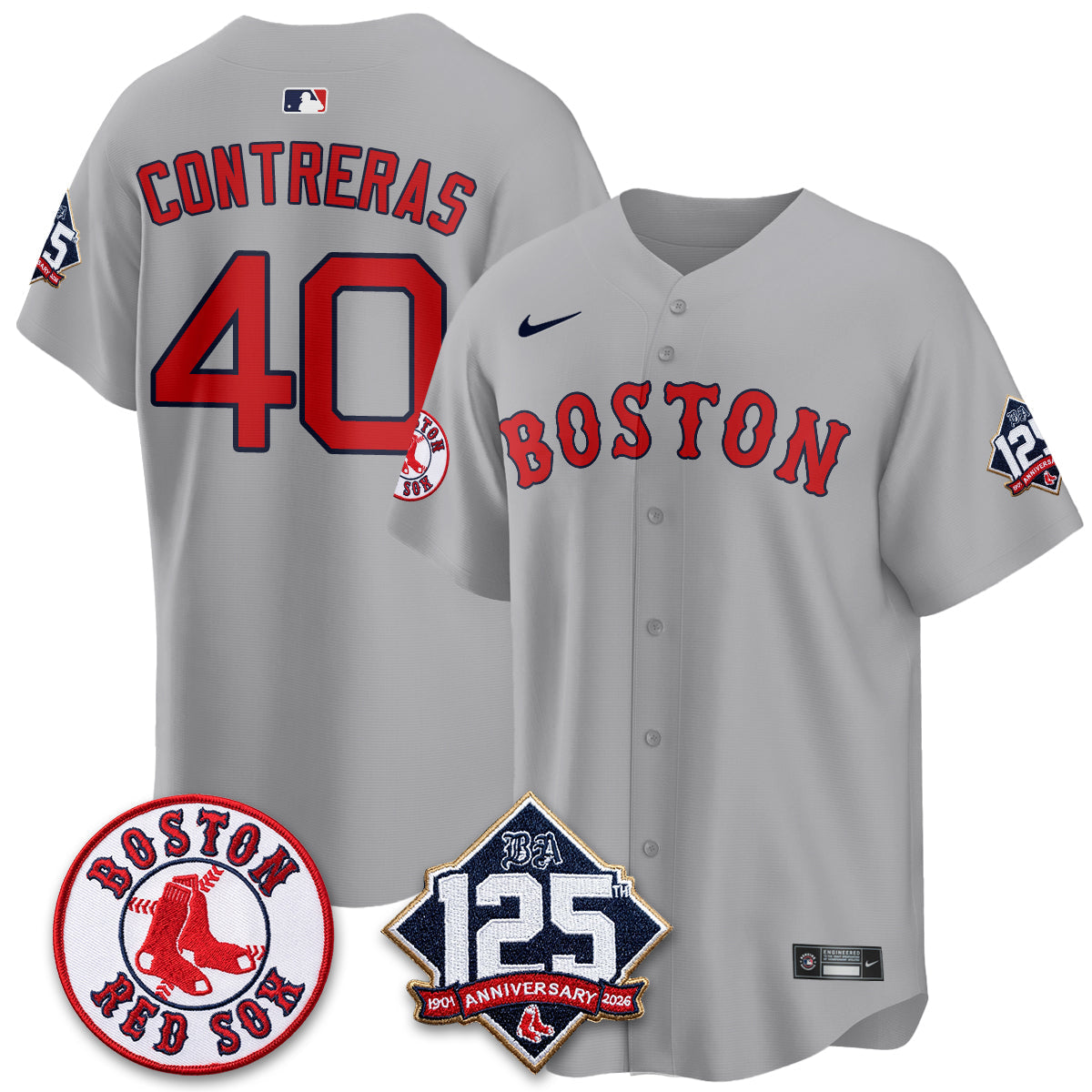 Boston Red Sox 125th Anniversary Patch Vapor Jersey - Stitched