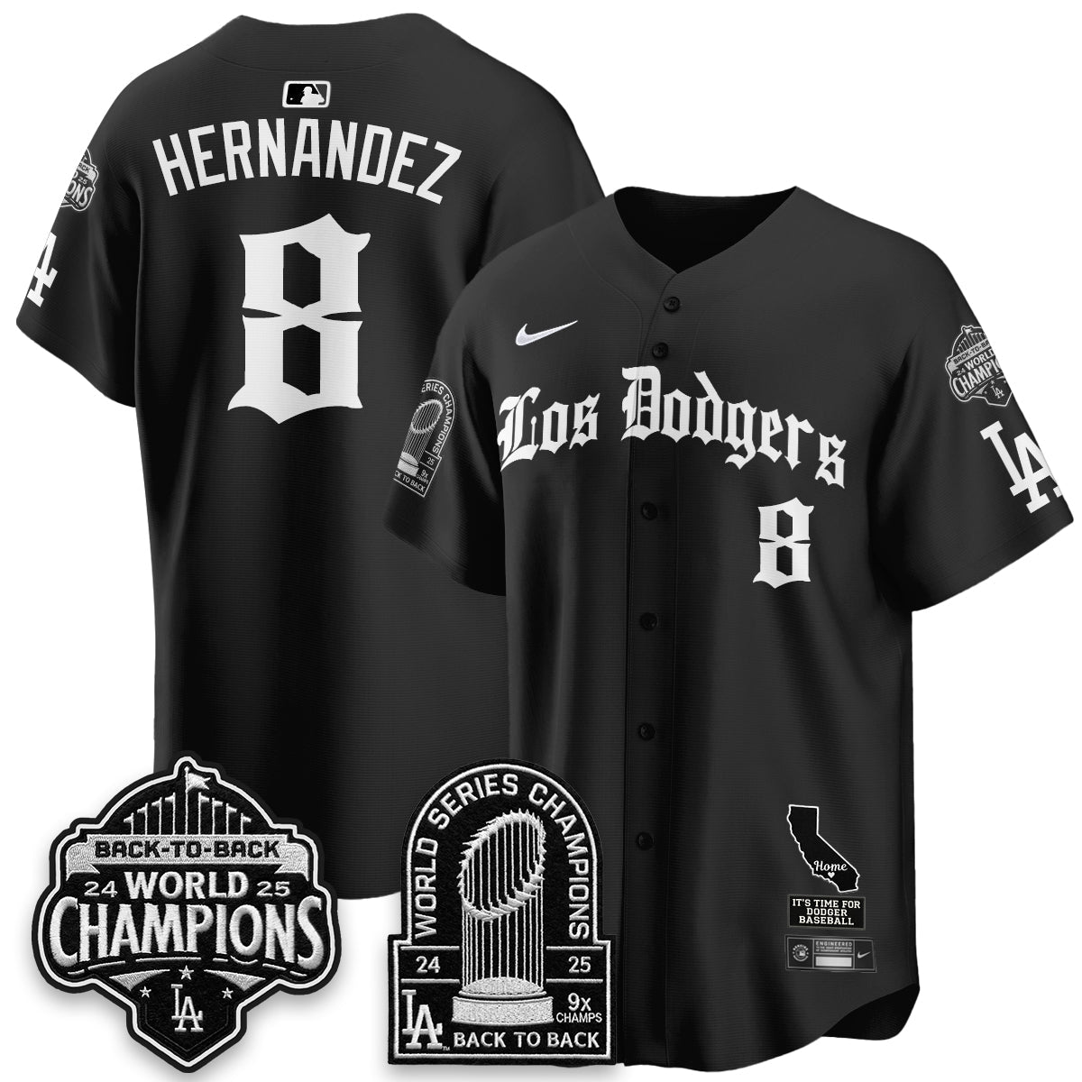 Los Angeles Dodgers World Series Champions Vapor Premier Limited Gothic Edition Jersey - Stitched-Cuztomshoes
