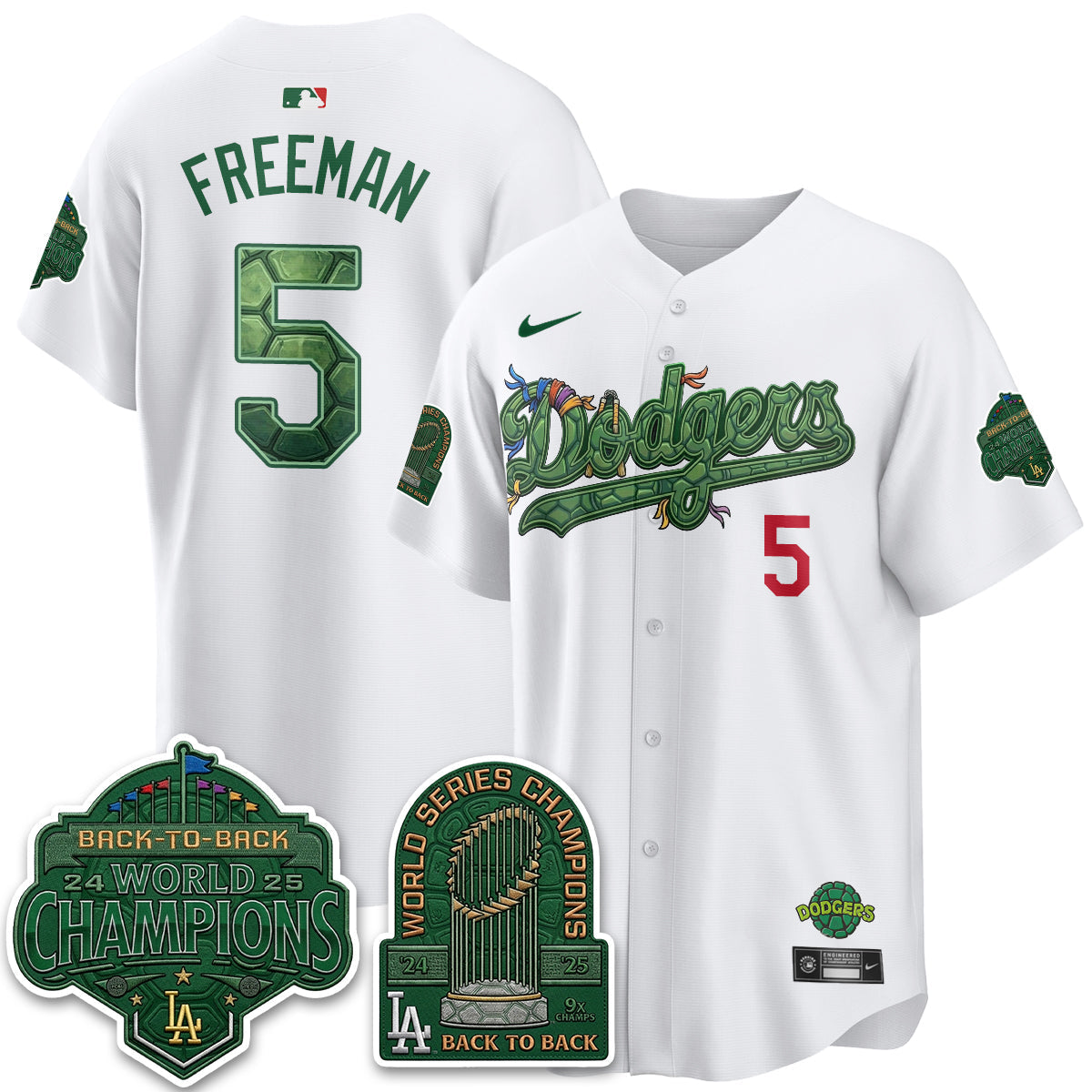 Los Angeles Dodgers x TMNT 2026 Vapor Jersey - Stitched-Cuztomshoes