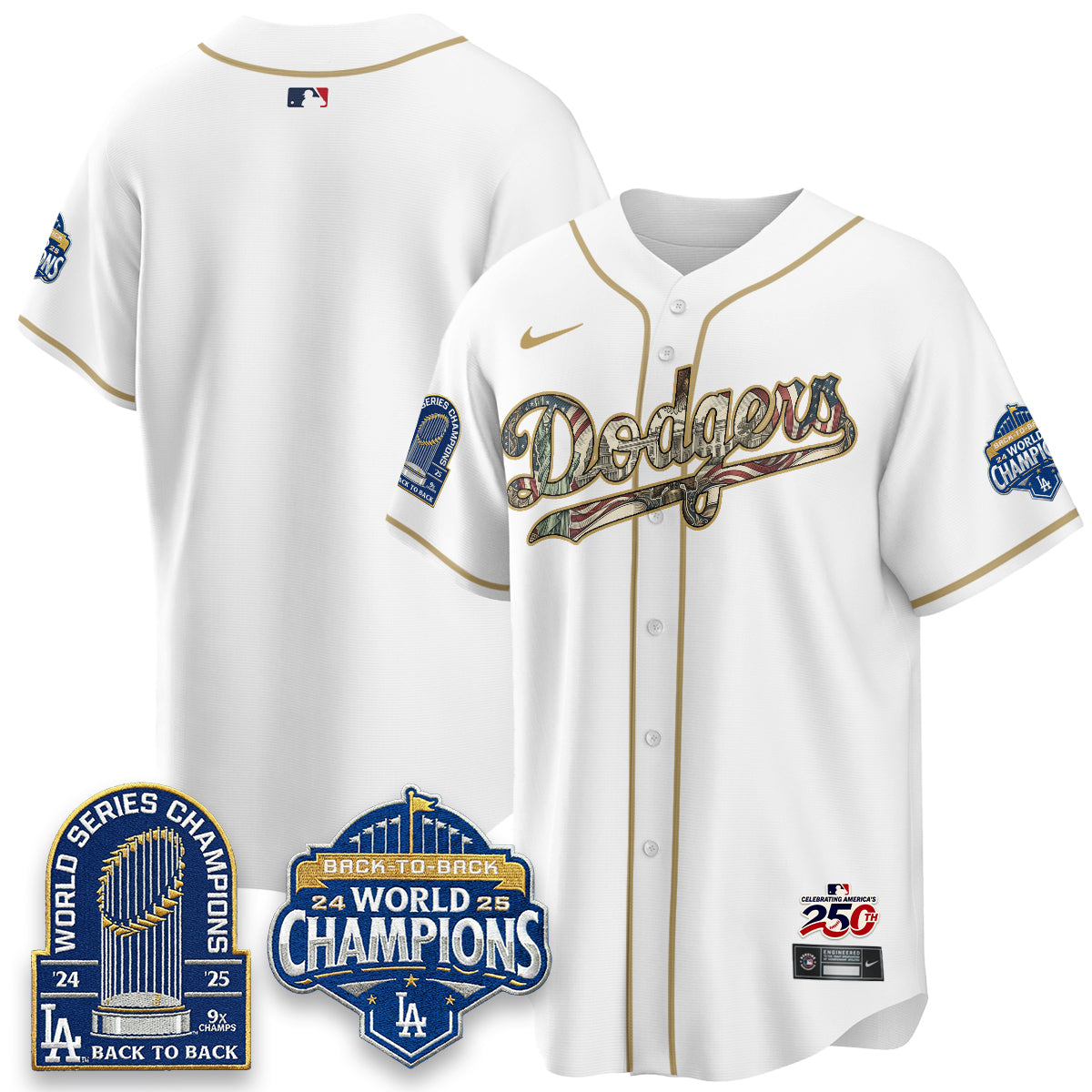 Los Angeles Dodgers 2026 Independence Day USA Vapor Limited Jersey - Stitched-Cuztomshoes