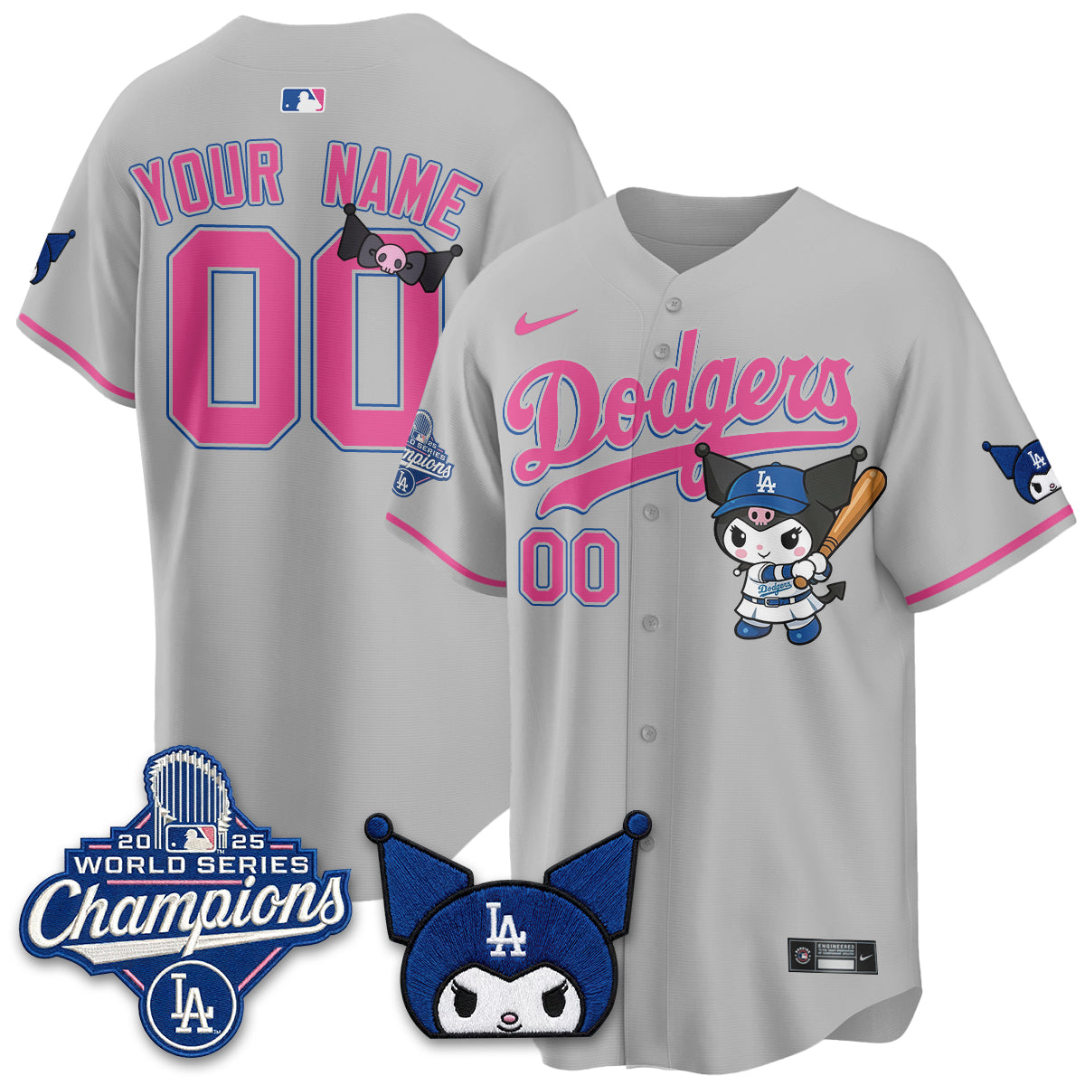 Los Angeles Dodgers Kuromi Edition Vapor Custom Jersey - Stitched-Cuztomshoes