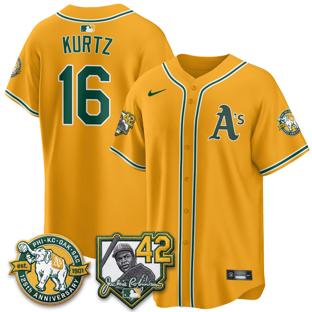 Athletics 2026 Jackie Robinson Day - Celebrating 125 Years Limited Vapor Jersey - Stitched-Cuztomshoes