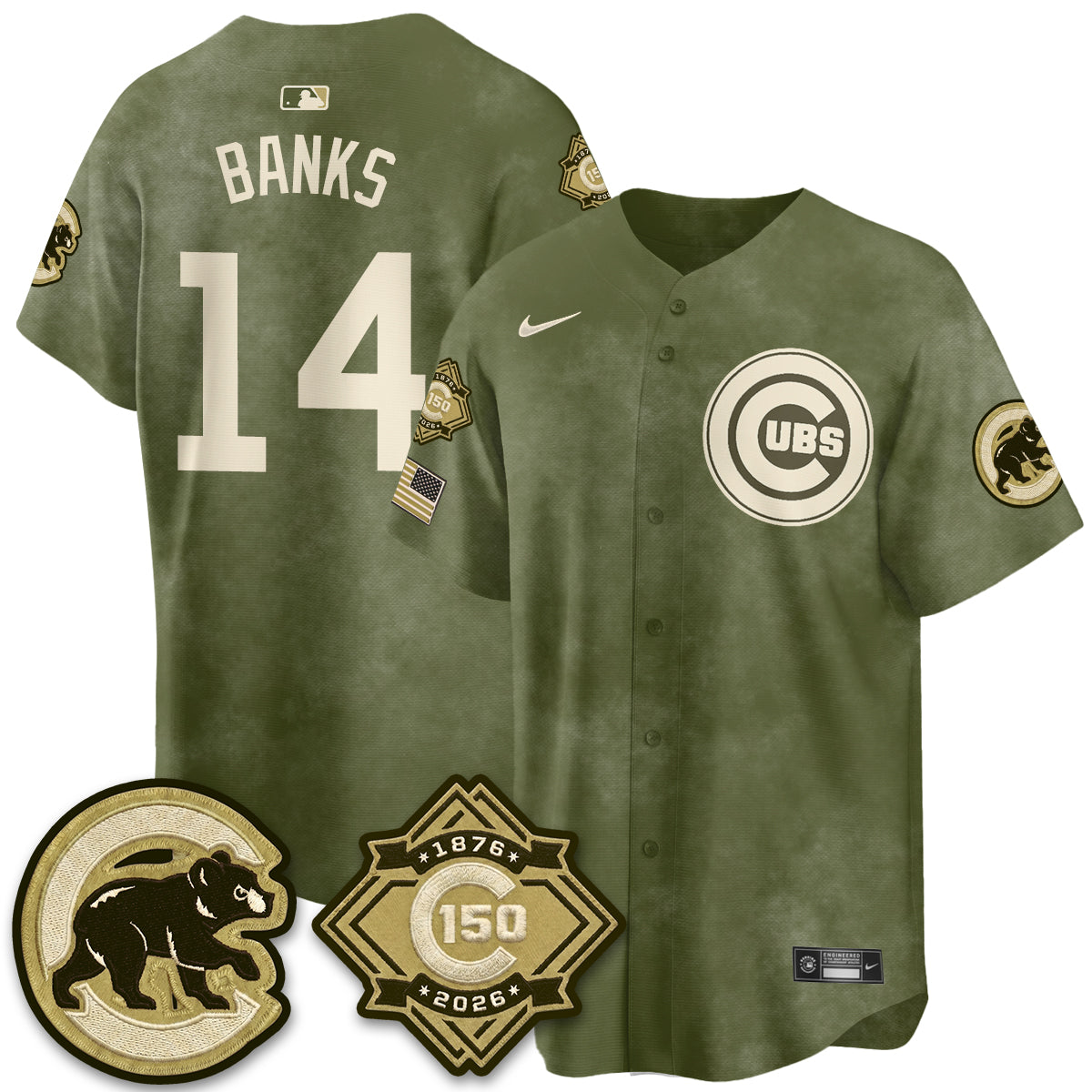 Chicago Cubs New Era Olive 2026 Armed Forces Day Jersey -Stitched