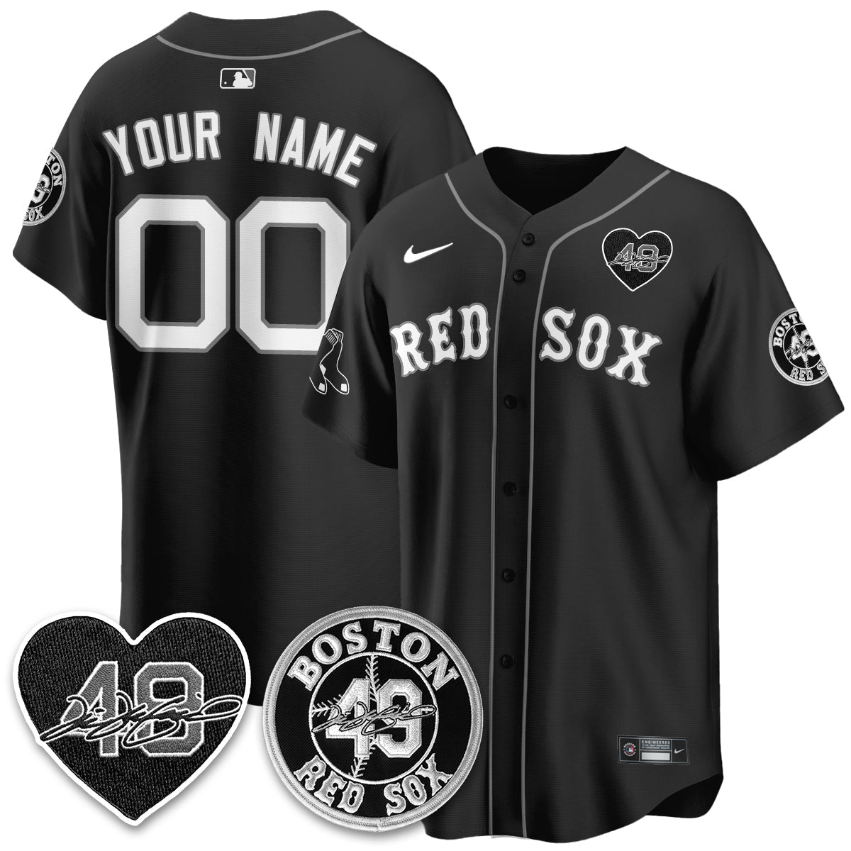 Boston Red Sox Tim Wakefield Memorial Patch Vaper Premier Limited Custom Jersey - Stitched