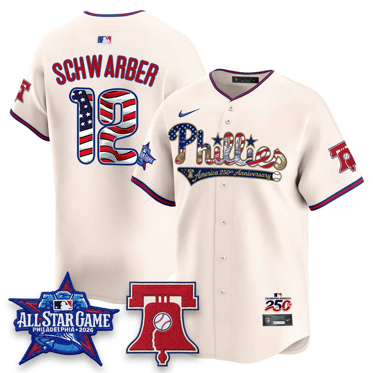 Philadelphia Phillies 2026 Independence Day USA Vapor Limited Jersey - Stitched-Cuztomshoes