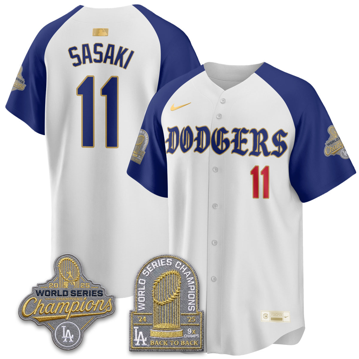 Los Angeles Dodgers Vapor Limited Jersey - Back to Back 9x Champs - Stitched-Cuztomshoes
