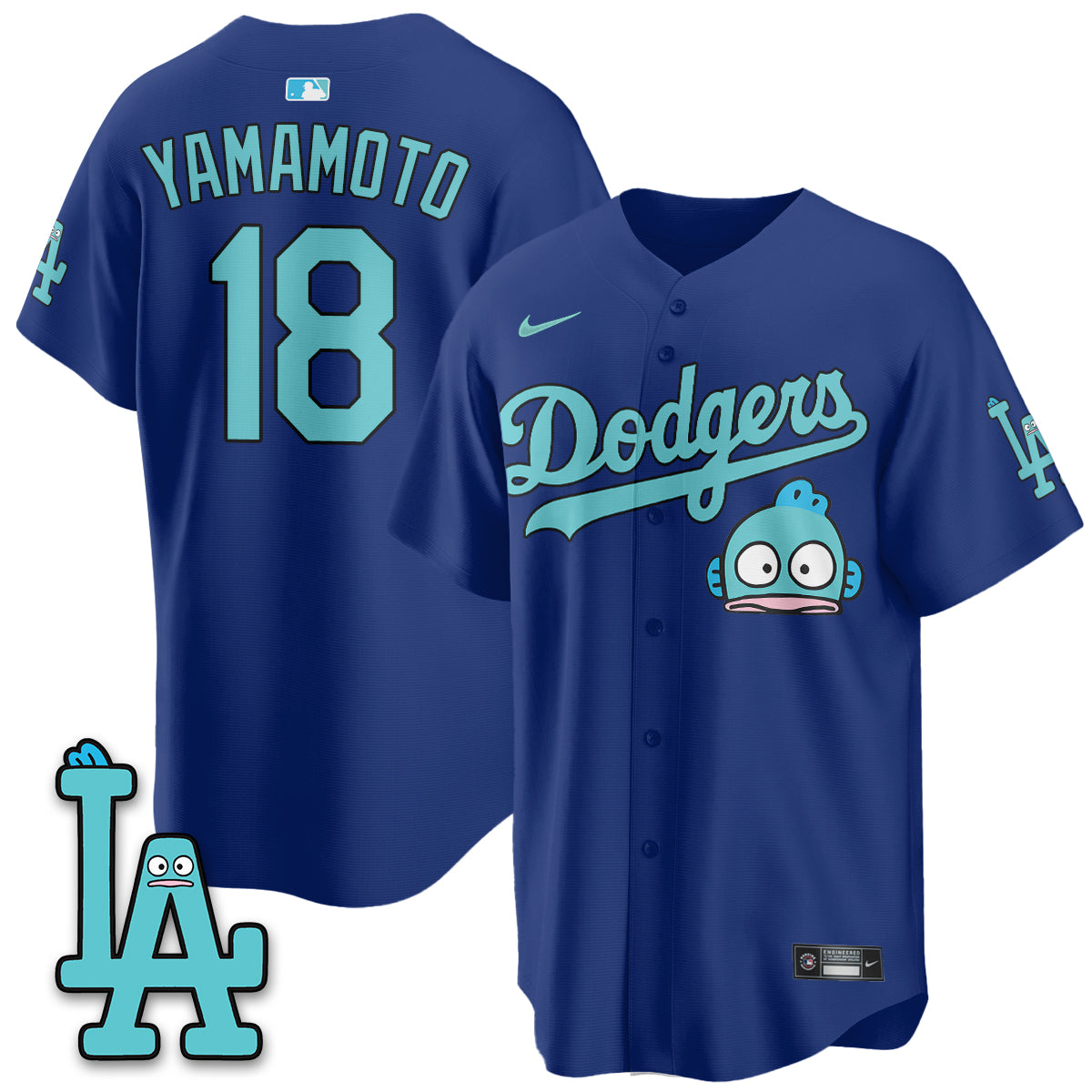 Los Angeles Dodgers x Hangyodon Edition Vapor Jersey- Stitched-Cuztomshoes