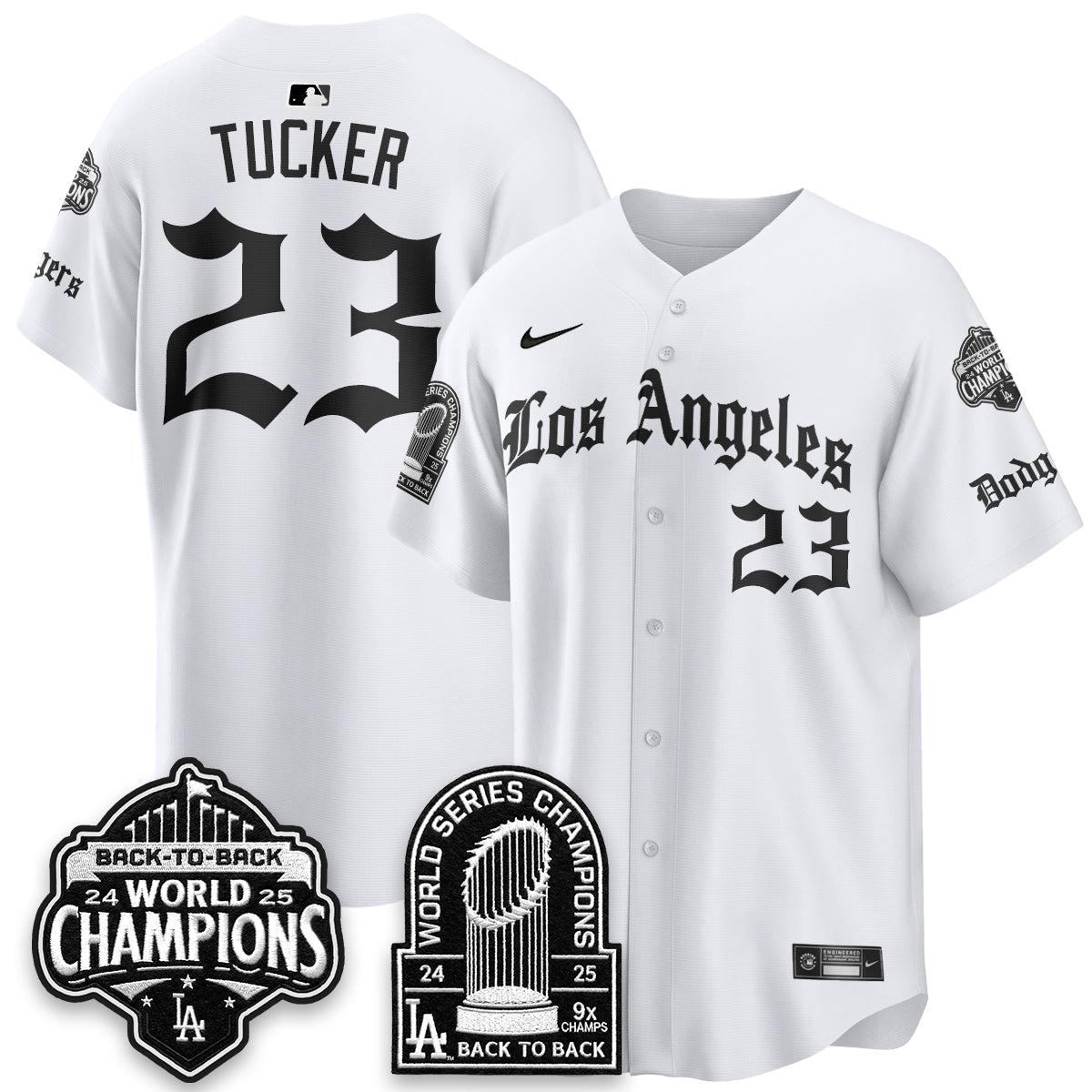 Los Angeles Dodgers WS Champions Back 2 Back Patch Vapor Premier Limited Gothic Edition Jersey - Stitched