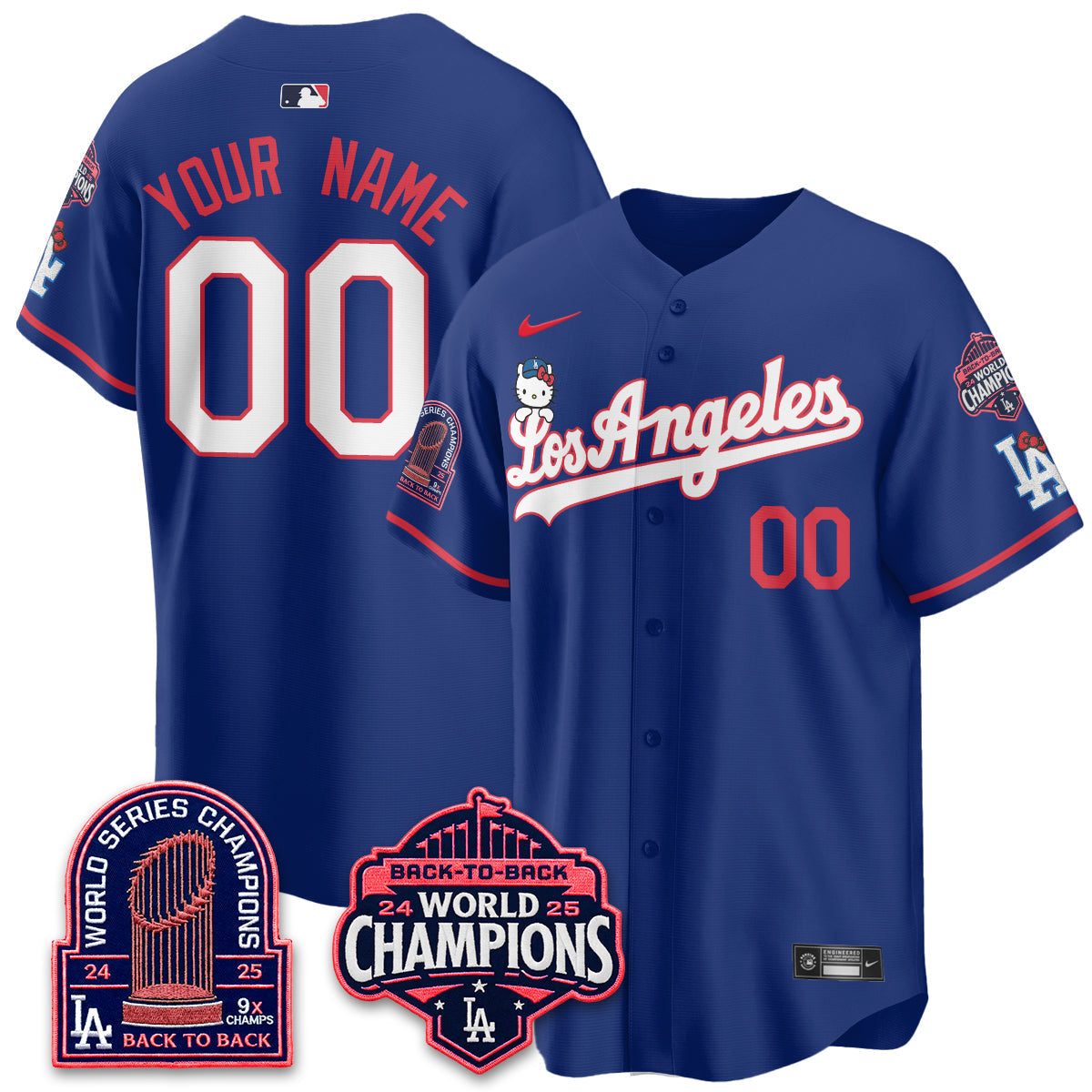 Los Angeles Dodgers x Hello Kitty Night 2026 Vapor Custom Jersey - Stitched - V2-Cuztomshoes