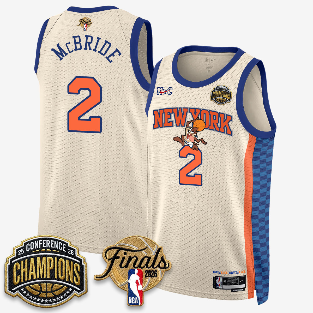 New York Knicks 2026 Basketball Eastern Conference Champions x Looney Tunes Vapor Jersey V2- Stitched-Cuztomshoes