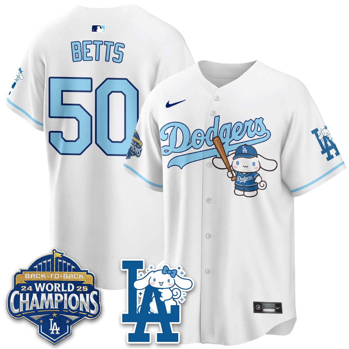 Los Angeles Dodgers Cinnamoroll Edition Vapor Jersey - Stitched-Cuztomshoes