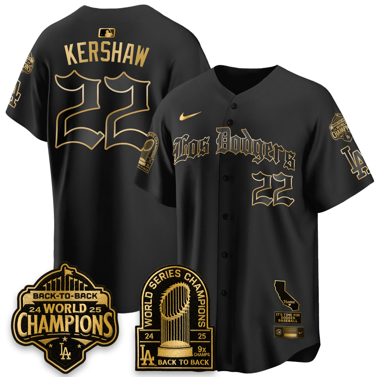 Los Angeles Dodgers World Series Champions Vapor Premier Limited Gothic Edition Jersey - Stitched-Cuztomshoes