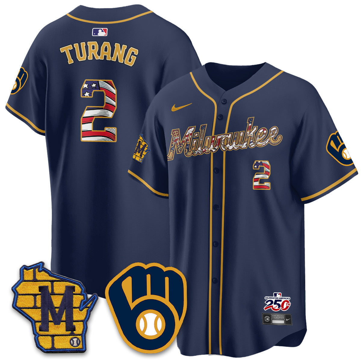 Milwaukee Brewers 2026 Independence Day USA Vapor Limited Jersey - Stitched-Cuztomshoes
