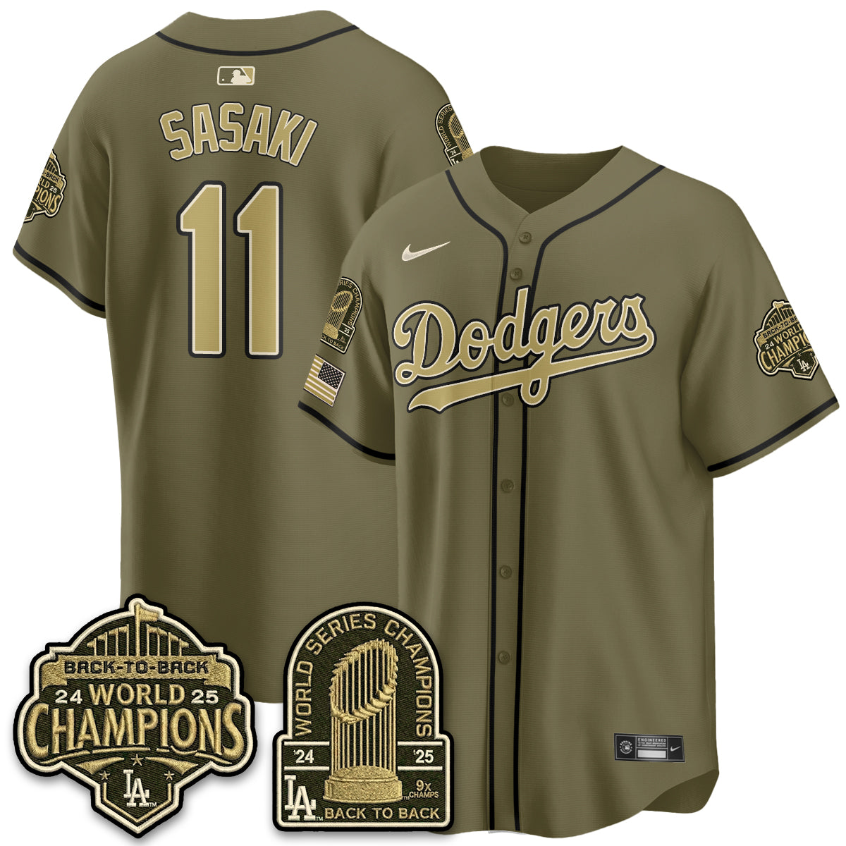 Los Angeles Dodgers New Era Olive 2026 Armed Forces Day Jersey -Stitched