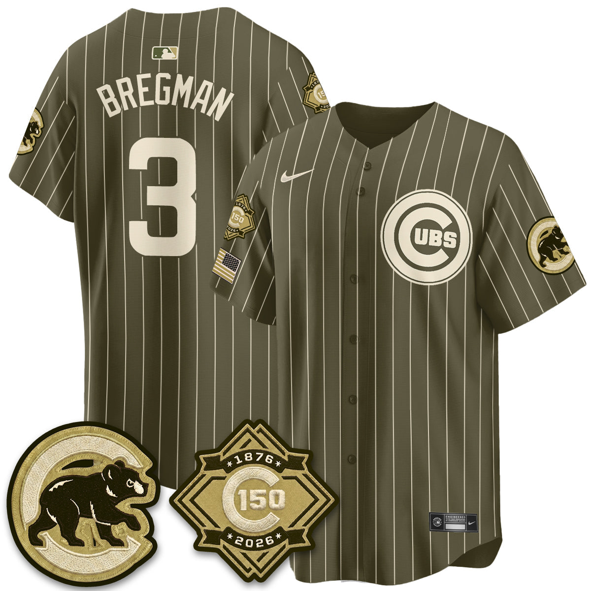 Chicago Cubs New Era Olive 2026 Armed Forces Day Jersey -Stitched