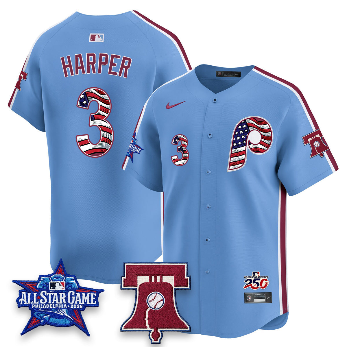 Philadelphia Phillies 2026 Independence Day USA Vapor Limited Jersey - Stitched-Cuztomshoes