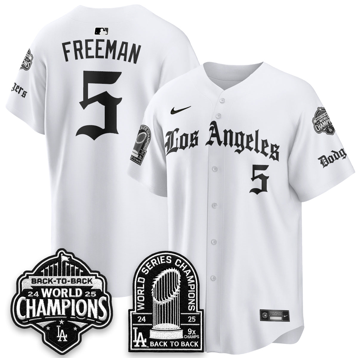 Los Angeles Dodgers WS Champions Back 2 Back Patch Vapor Premier Limited Gothic Edition Jersey - Stitched