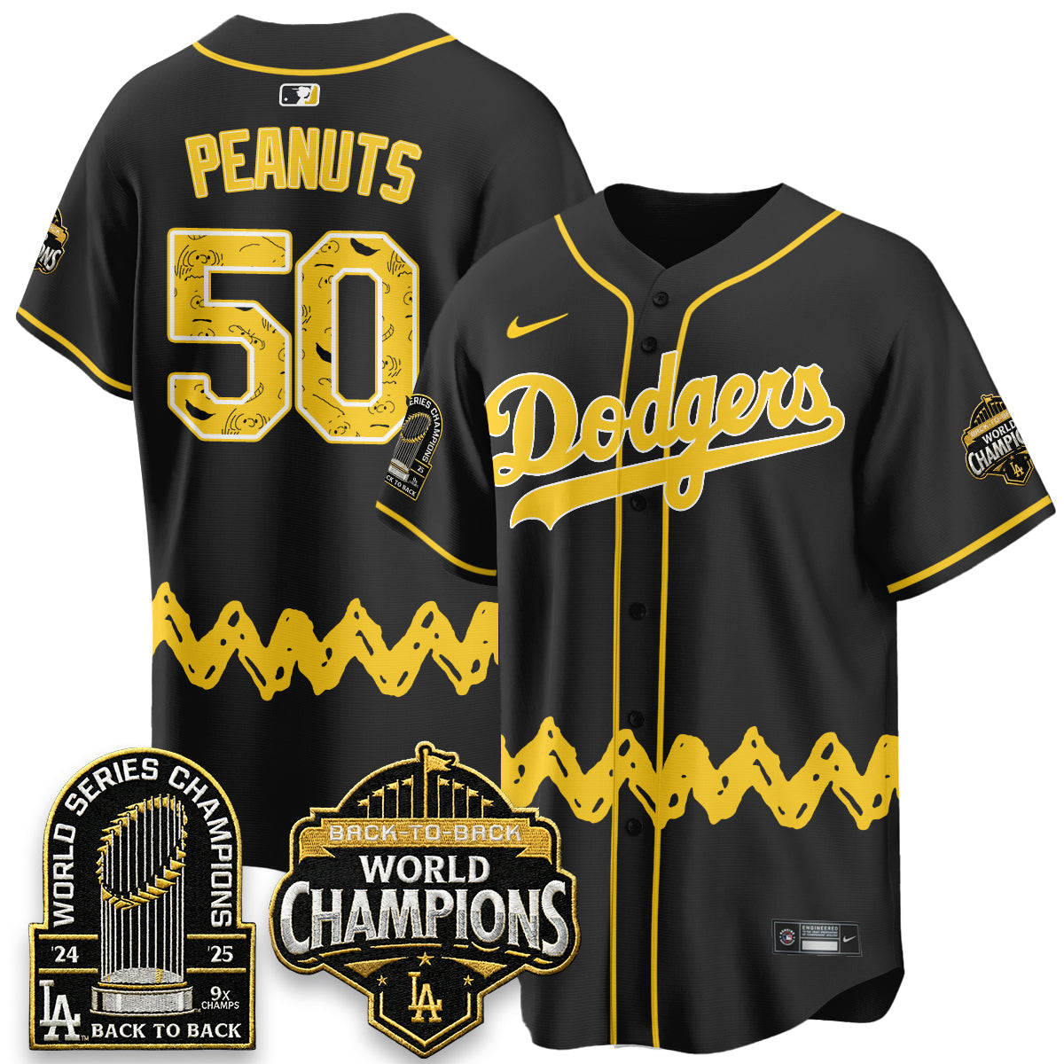 Los Angeles Dodgers x P-nuts Style Vapor Jersey - Stitched-Cuztomshoes