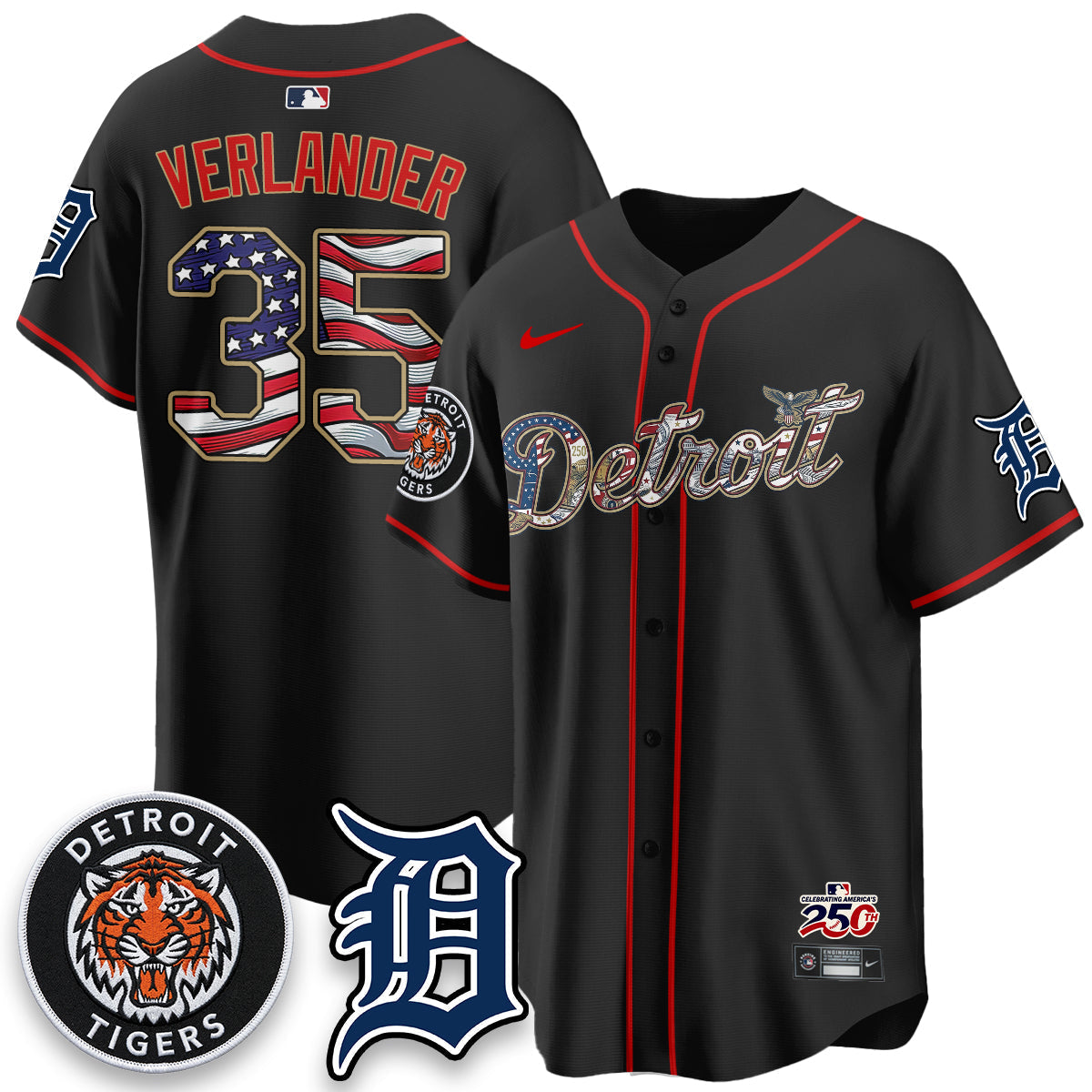 Detroit Tigers 2026 Independence Day USA Vapor Limited Jersey - Stitched