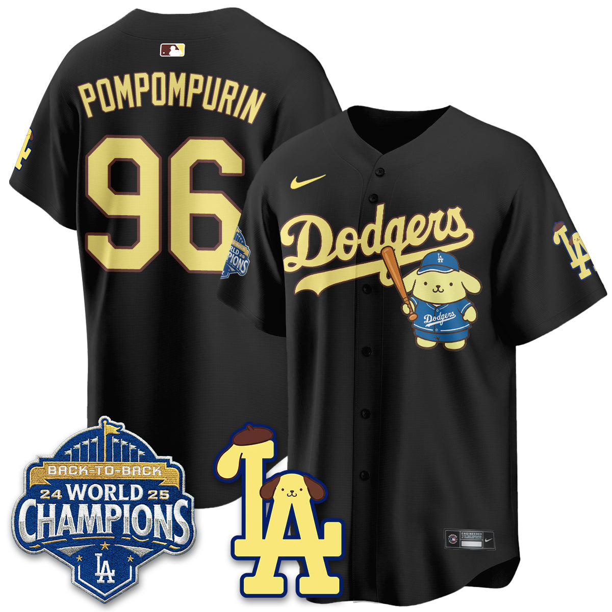 Los Angeles Dodgers Pompompurin Edition Vapor Jersey - Stitched