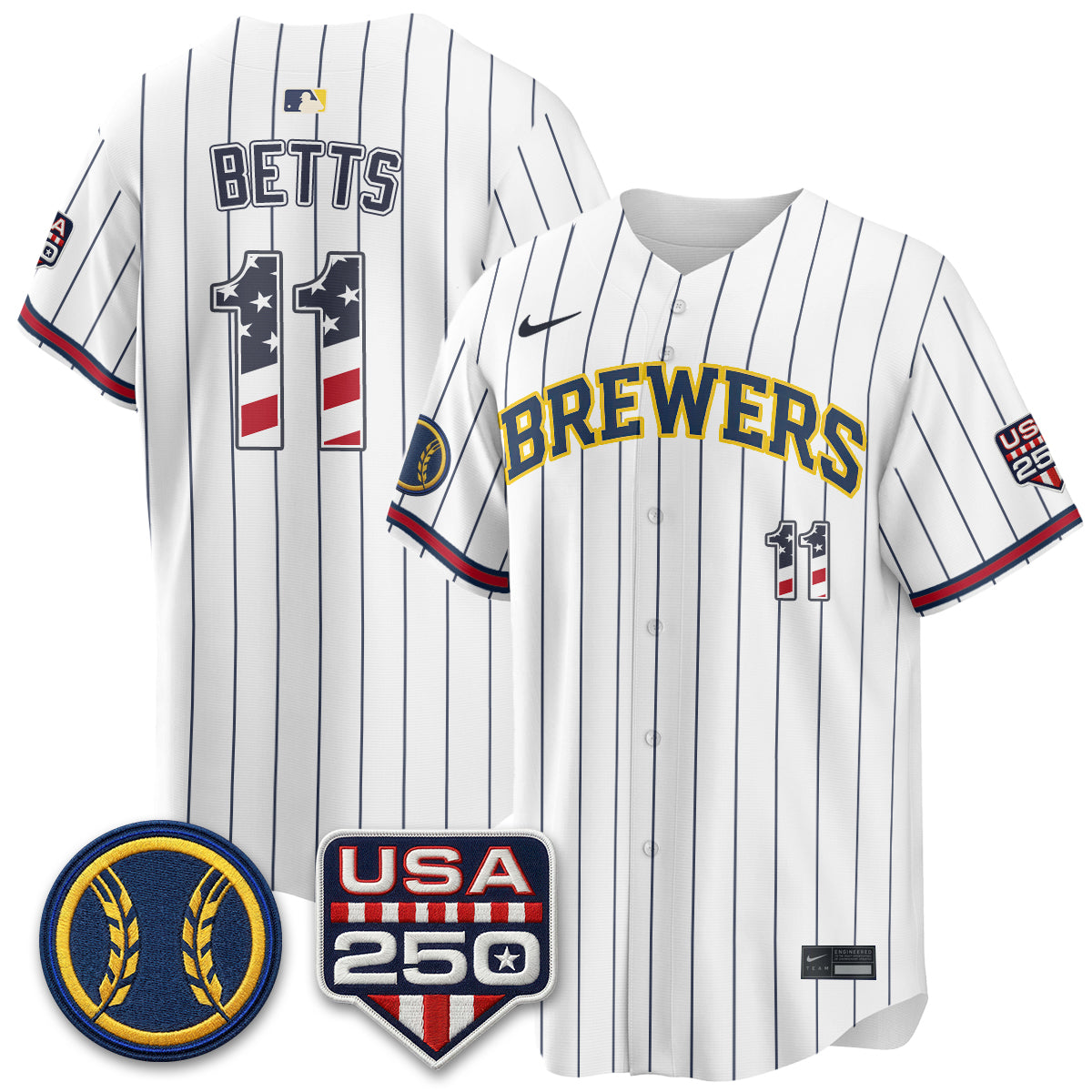 Milwaukee Brewers Fourth of July Vapor Limited Jersey - Stitched-Cuztomshoes