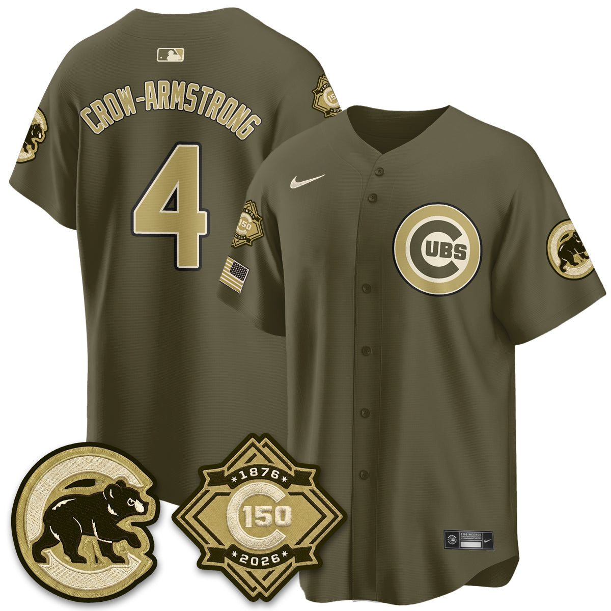Chicago Cubs New Era Olive 2026 Armed Forces Day Jersey -Stitched