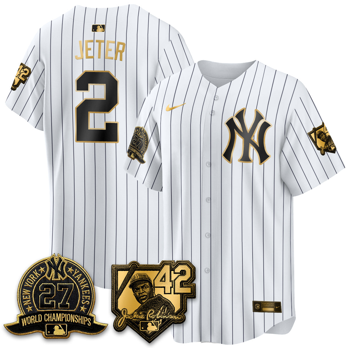 New York Yankees 2026 Jackie Robinson Day Vapor Limited Gold Edition Jersey - Stitched