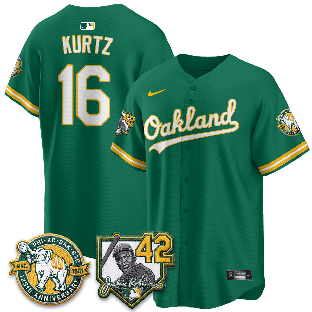 Athletics 2026 Jackie Robinson Day - Celebrating 125 Years Limited Vapor Jersey - Stitched-Cuztomshoes