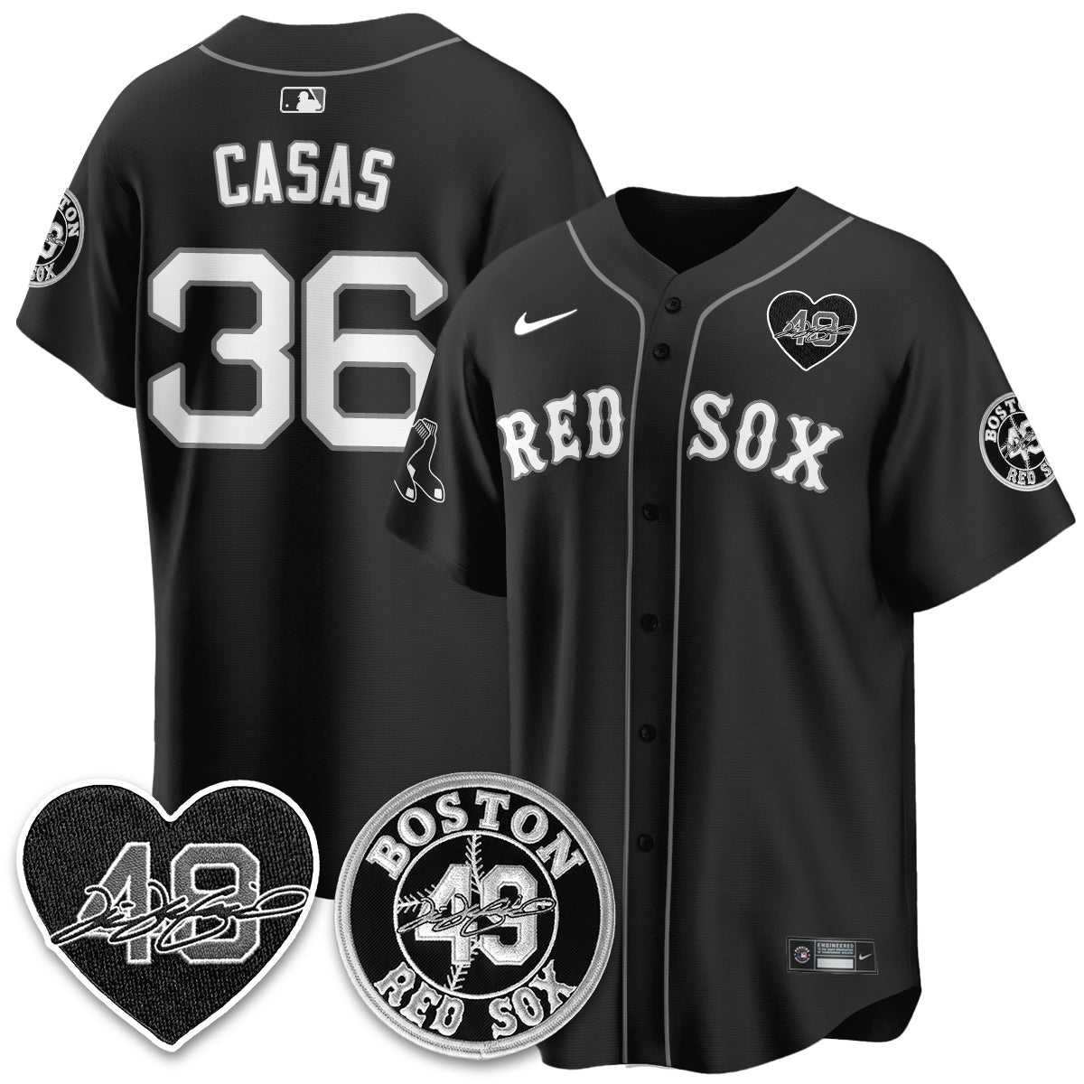 Boston Red Sox Tim Wakefield Memorial Patch Vaper Premier Limited Jersey - Stitched