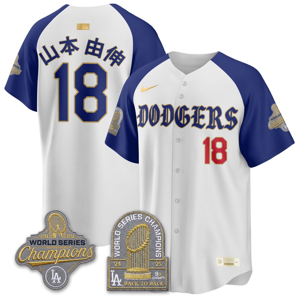 Los Angeles Dodgers Vapor Limited Jersey - Back to Back 9x Champs - Stitched-Cuztomshoes