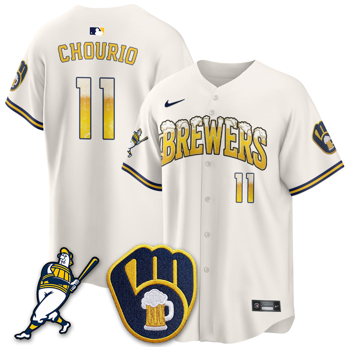 Milwaukee Brewers "Pitcher & Pint" Edition Vapor Limited Jersey - Stitched-Cuztomshoes