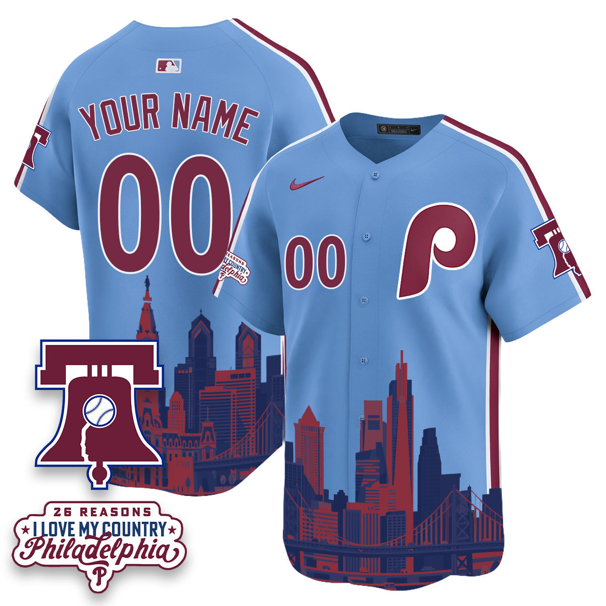 Philadelphia Phillies "26 Reasons I Love My Country" Edition Vapor Custom Jersey - Stitched