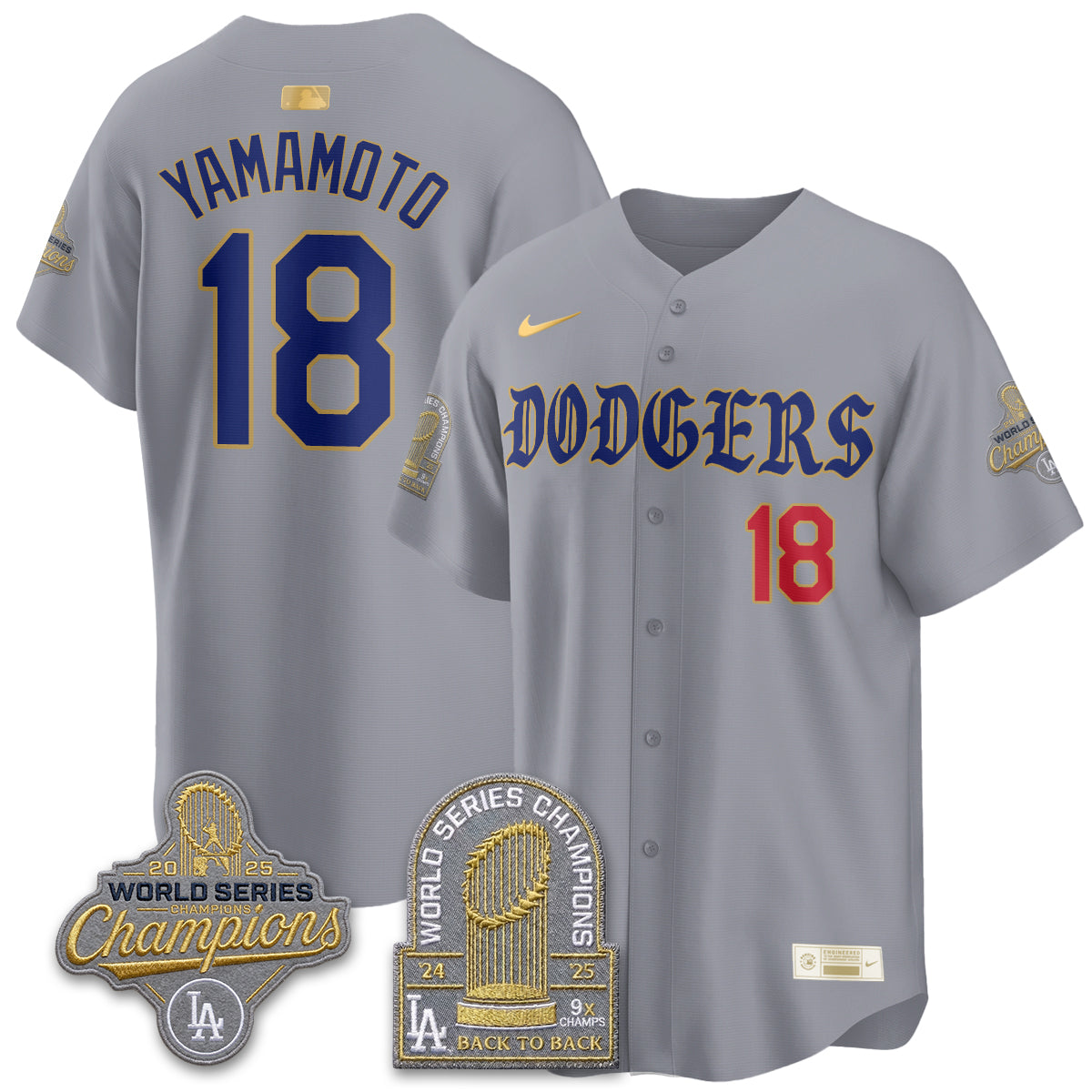 Los Angeles Dodgers Vapor Limited Jersey - Back to Back 9x Champs - Stitched-Cuztomshoes