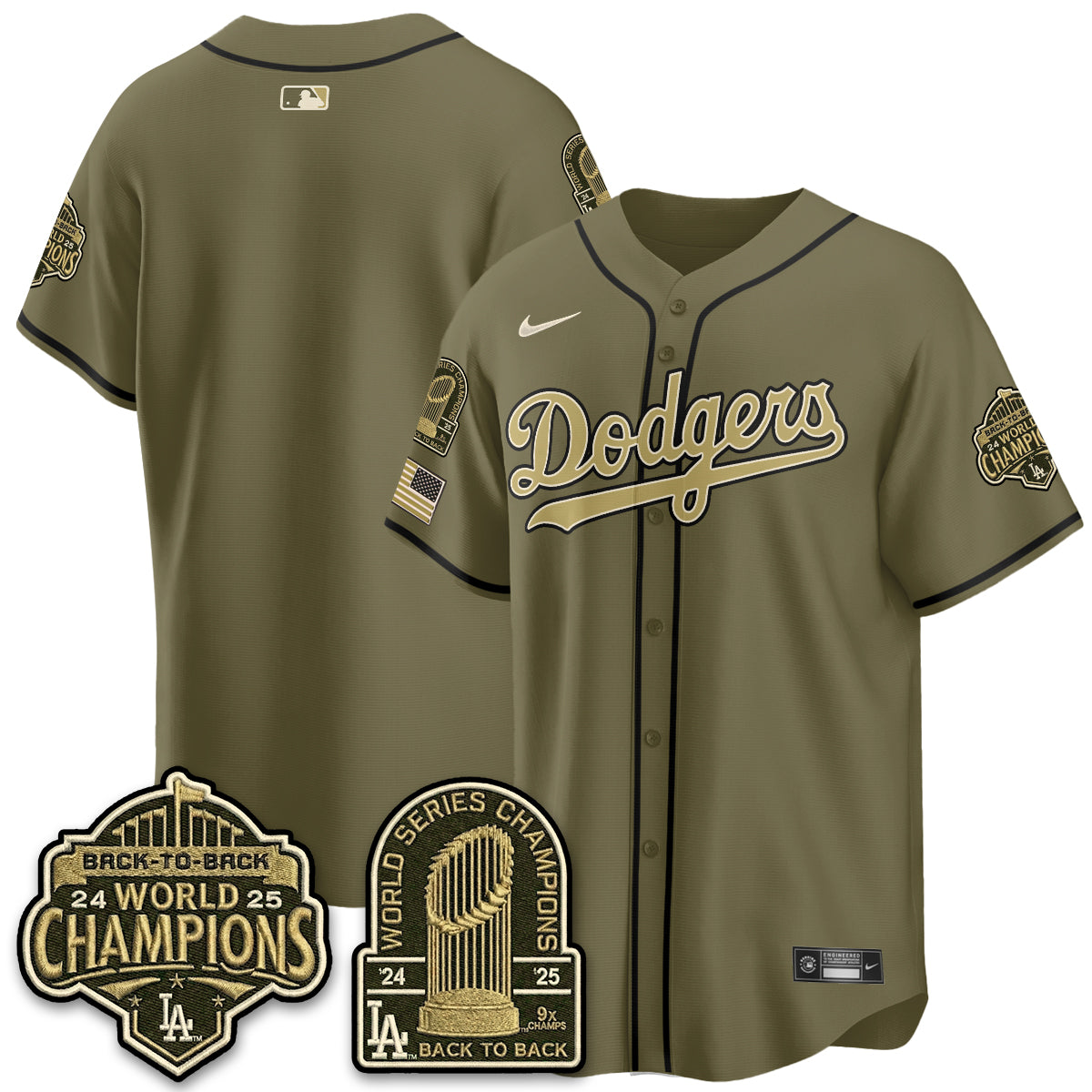 Los Angeles Dodgers New Era Olive 2026 Armed Forces Day Jersey -Stitched