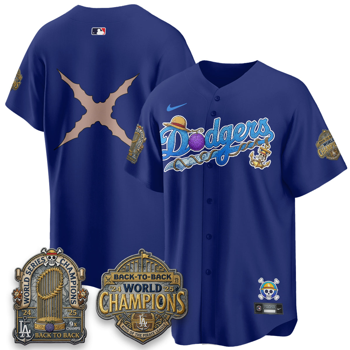 Los Angeles Dodgers x OP Japanese Cartoon Vapor Limited Jersey V2- Stitched-Cuztomshoes