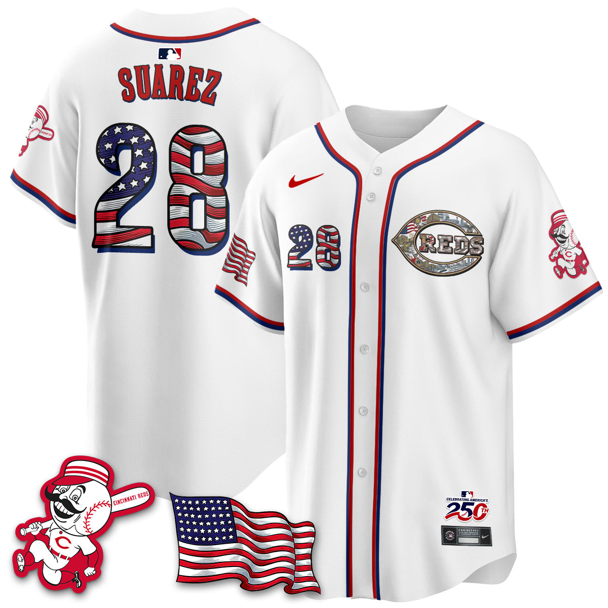 Cincinnati Reds 2026 Independence Day USA Vapor Limited Jersey - Stitched