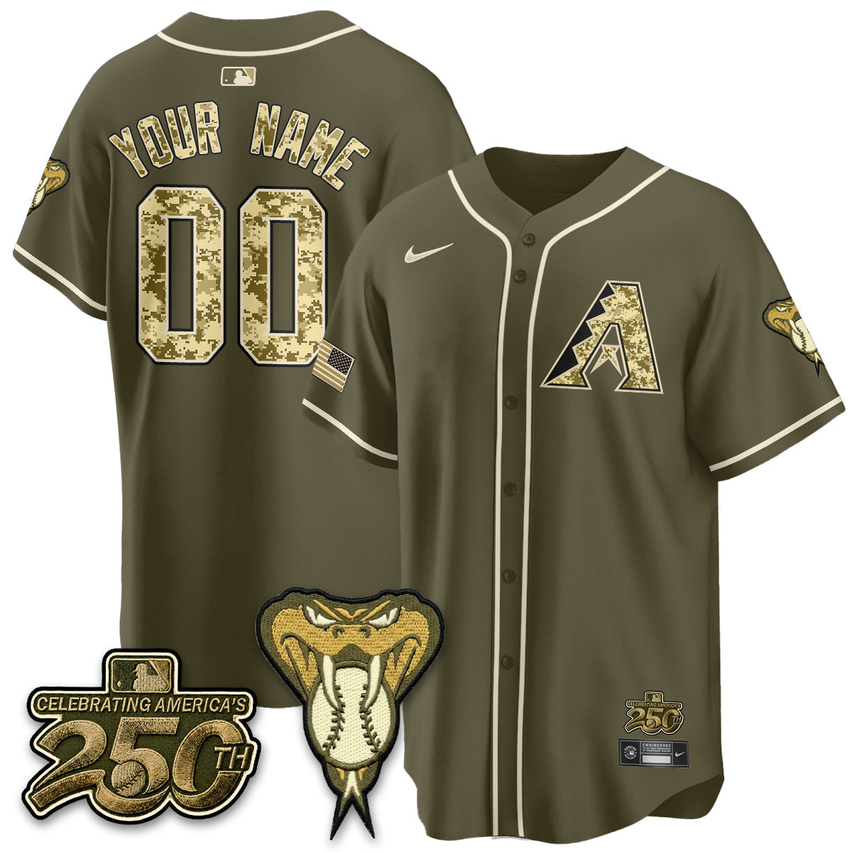 Arizona Diamonbacks Salute to Service 2026 Vapor Premier Limited Custom Jersey - Stitched-Cuztomshoes