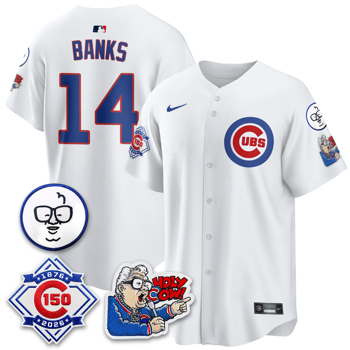 Chicago Cubs 150th Anniversary Harry Caray Holy Cow Vapor Premier Limited Jersey - Stitched V2-Cuztomshoes